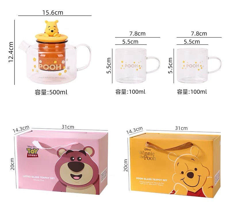 Pooh and Lotso Glass Teapot Set with Gift box