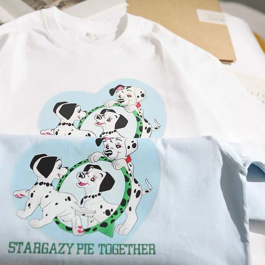 Dots Doggy Happy Together Short Sleeve T-shirt Unisex